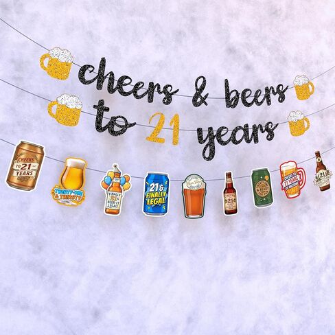 21st Birthday Decorations For Him Includes Banner, Backdrop, Tablecloth, Latex Balloons, Foil Balloons, Cake Topper, Cupcake Toppers & Hanging Swirls in Saudi Arabia