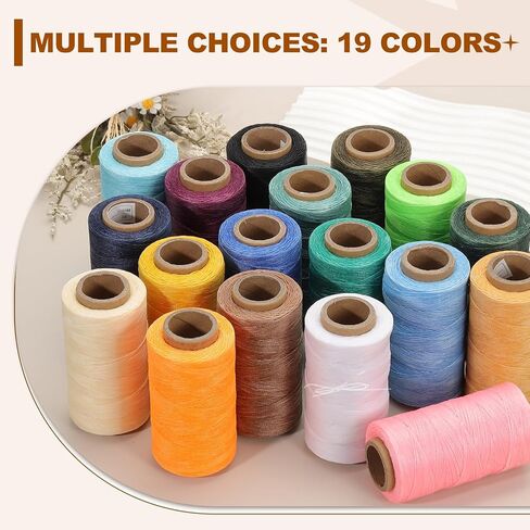 PATIKIL 284 Yard Flat Waxed Thread 150D 1mm Leather Sewing Cord for Repairing Shoes Bags Wallets Jewelry Making DIY Leather Craft, Yellow in Kuwait