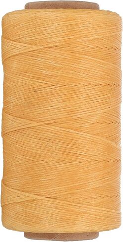 PATIKIL 284 Yard Flat Waxed Thread 150D 1mm Leather Sewing Cord for Repairing Shoes Bags Wallets Jewelry Making DIY Leather Craft, Yellow in Kuwait