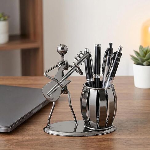 Guitar Decor Pen Organizer for Desk, Metal Pencil Holder Ornament, Music Gifts for Men Guitar Players, Cool Office Stuff & Desktop Decor in Kuwait