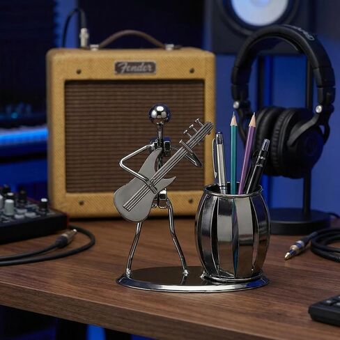 Guitar Decor Pen Organizer for Desk, Metal Pencil Holder Ornament, Music Gifts for Men Guitar Players, Cool Office Stuff & Desktop Decor in Kuwait