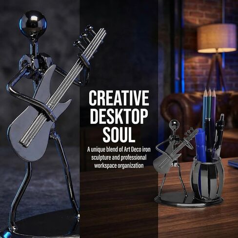 Guitar Decor Pen Organizer for Desk, Metal Pencil Holder Ornament, Music Gifts for Men Guitar Players, Cool Office Stuff & Desktop Decor in Kuwait