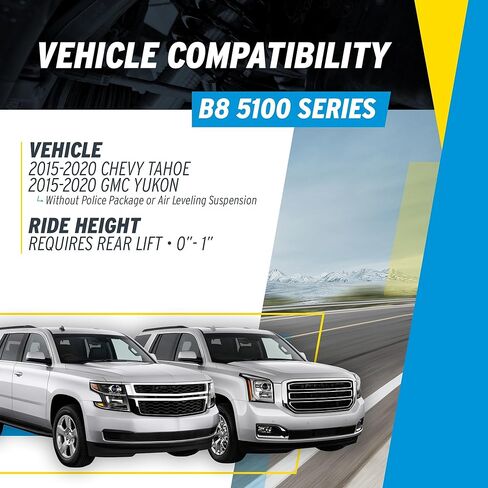 Bilstein Pair of Rear B8 5100 Series Shocks Compatible with 2015-2020 Tahoe/Yukon w/o Police Package or Air Leveling Suspension with 0-1" Rear Lift | Easy Installation | Smooth Performance in Kuwait