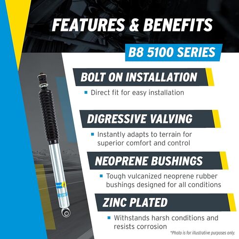 Bilstein Pair of Rear B8 5100 Series Shocks Compatible with 2015-2020 Tahoe/Yukon w/o Police Package or Air Leveling Suspension with 0-1" Rear Lift | Easy Installation | Smooth Performance in Kuwait