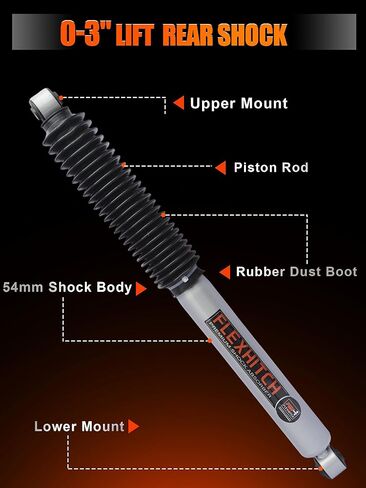 0-3" Rear Shocks for Silverado/Sierra 2500HD 2001-2026 RWD/4WD, for Silverado/Sierra 3500HD 2001-2026 RWD/4WD, Off-Road Suspension Upgrade Restores Proper Shock Travel & Enhances Ride Comfort in Saudi Arabia