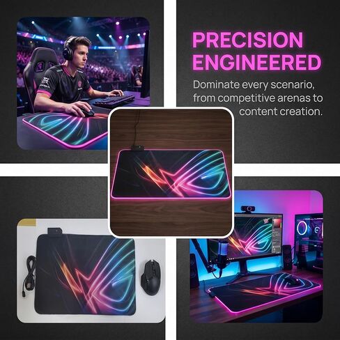 لوحة ماوس مضيئة للألعاب، لوحة مفاتيح RGB، لوحة ماوس غير قابلة للانزلاق، ملحقات الكمبيوتر، 13.79 بوصة طول × 9.85 بوصة عرض in Kuwait