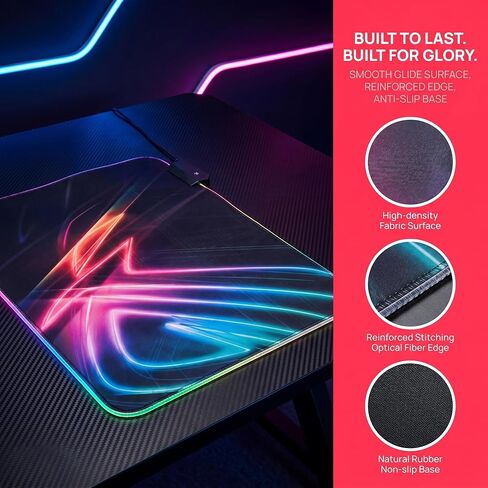 لوحة ماوس مضيئة للألعاب، لوحة مفاتيح RGB، لوحة ماوس غير قابلة للانزلاق، ملحقات الكمبيوتر، 13.79 بوصة طول × 9.85 بوصة عرض in Kuwait