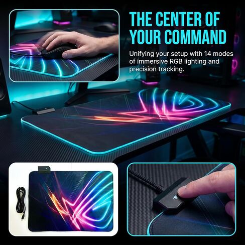 لوحة ماوس مضيئة للألعاب، لوحة مفاتيح RGB، لوحة ماوس غير قابلة للانزلاق، ملحقات الكمبيوتر، 13.79 بوصة طول × 9.85 بوصة عرض in Kuwait