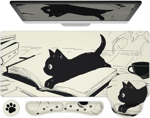 Ovenbird Mouse Pad Set 4-in-1 | Large Gaming Mousepad, Keyboard Wrist Rest, Mouse Wrist Support, Coaster | Ergonomic Office Desk Mat Accessories for Women Men | 4PCS, 35.4 x 15.7in, Purple Floral in Saudi Arabia
