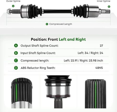 Pair (2) Front CV Axle Shaft Assembly (AWD Only) Fit for Dodge Charger 2007–2020, Challenger 2018–2020 & Magnum 2005–2008, Chrysler 300 2005–2020, Left and Right Side in Kuwait