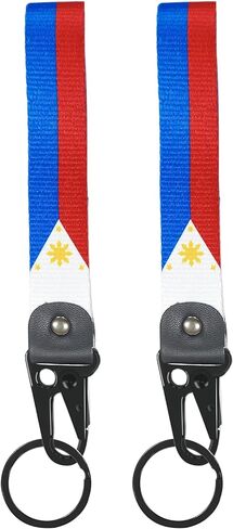 2-Pack Philippines Flag Car Keychain – Filipino Flag Wristlet Key Holder for Car Keys, Durable Key Fob for Drivers, Cultural Key Ring for Men & Women, Ideal for Cars, Bags & Backpacks in Saudi Arabia