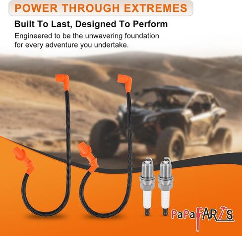 PAPAPARTS Spark Plug وSpark Plug Wire مع غطاء متوافق مع Polaris RZR 800 08-10، لـ Ranger 700 05-09، لـ Ranger 800 2010، لـ Sportsman 700 EFI 05-07، لـ Sportsman 800 05-15 مجموعة من 2 in Kuwait