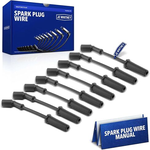 JC Whitney JFBAJCWSPW00223 Set of 8 Spark Plug Wires - Compatible with Chevrolet & GMC Models, Silverado/Sierra 1500 99-06&09-22, 2500 99-04, 3500 01-06, Corvette 97-04&09-19 - Cyl.8 in Kuwait