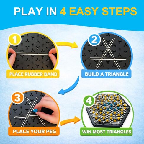 Strategy Board Game for Family Game Night - Fun Triangle Rubber Band Games for Kids Ages 6 and Up - Logic Challenge for 2-4 Players in Saudi Arabia