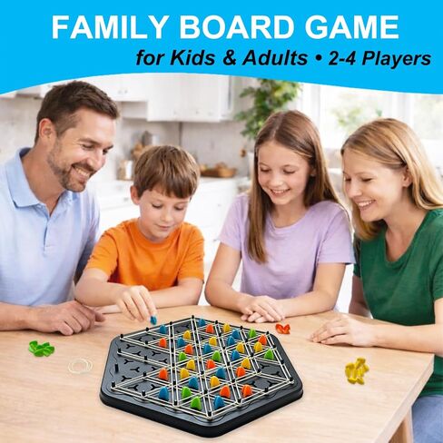 Strategy Board Game for Family Game Night - Fun Triangle Rubber Band Games for Kids Ages 6 and Up - Logic Challenge for 2-4 Players in Saudi Arabia