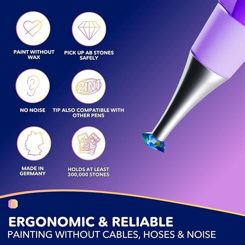 Picmondoo Flow Pen – Diamond Art Pen | No Electricity, No Wax – Pure Molecular Grip | Patented German Micro-Technology | Diamond Painting Accessory Tool for All Stone Types | Metal Tip, Pen & Holder in Saudi Arabia