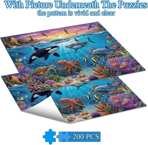 Puzzles for Kids Ages 6-8 Year Old - Underwater World, 200 Pieces Jigsaw Puzzles for Kids Ages 8-10, Learning Educational Toys for Boys and Girls Gift in Saudi Arabia
