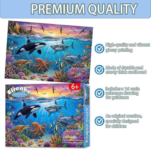 Puzzles for Kids Ages 6-8 Year Old - Underwater World, 200 Pieces Jigsaw Puzzles for Kids Ages 8-10, Learning Educational Toys for Boys and Girls Gift in Saudi Arabia