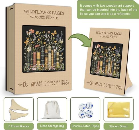 Wooden Wildflowers Puzzles for Adults 180 Pieces,Wood Wildflower Pages Jigsaw Puzzle, Vintage Book Puzzles, Plant Floral Flowers Puzzle as Home Decor in Saudi Arabia