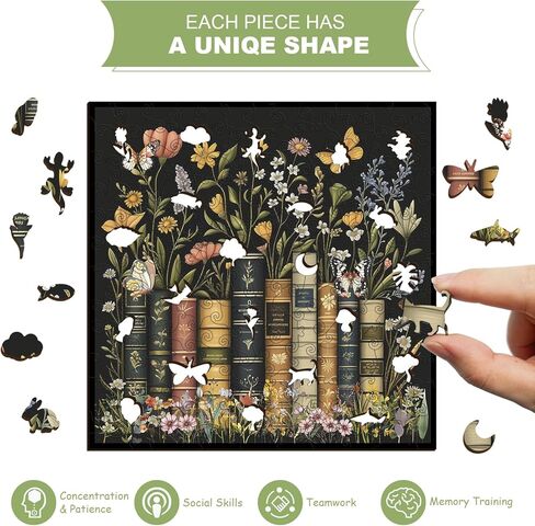 Wooden Wildflowers Puzzles for Adults 180 Pieces,Wood Wildflower Pages Jigsaw Puzzle, Vintage Book Puzzles, Plant Floral Flowers Puzzle as Home Decor in Saudi Arabia