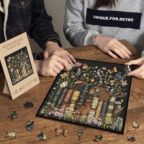 Wooden Wildflowers Puzzles for Adults 180 Pieces,Wood Wildflower Pages Jigsaw Puzzle, Vintage Book Puzzles, Plant Floral Flowers Puzzle as Home Decor in Saudi Arabia