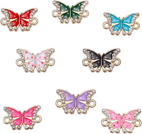 Mixed Color Butterfly Charms 40 Pcs Rhinestone Butterfly Pendant Alloy Butterfly Charms for Earrings Bracelets Necklace DIY Jewelry Pendant Making in Saudi Arabia