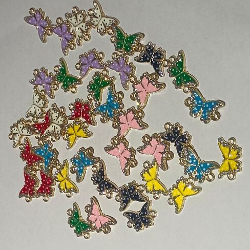 Mixed Color Butterfly Charms 40 Pcs Rhinestone Butterfly Pendant Alloy Butterfly Charms for Earrings Bracelets Necklace DIY Jewelry Pendant Making in Saudi Arabia