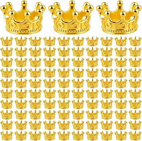 Xthrotsenk 100Pcs Mini Gold Crown Beads Charms for Bracelets Crafts Small Bulk Crown Cake Topper 3D Alloy King Queen Princess Crowns for Cake Topper Bracelet Necklace DIY Golden Jewelry Making in Kuwait