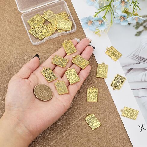 24Pcs 6 Styles Tarot Card Charms, Antique Golden Rectangle Zinc Alloy Pendants, Jewelry Making Charm Bulk for Women for Necklace Bracelet Earring Making and DIY Crafting, 0.92x0.55x0.06inch in Saudi Arabia