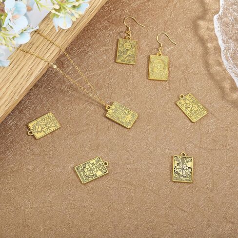 24Pcs 6 Styles Tarot Card Charms, Antique Golden Rectangle Zinc Alloy Pendants, Jewelry Making Charm Bulk for Women for Necklace Bracelet Earring Making and DIY Crafting, 0.92x0.55x0.06inch in Saudi Arabia