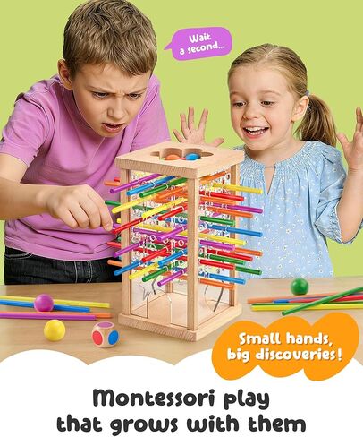 Montessori Wooden Board Game, 42 Colorful Sticks Board Games for Kids 4-6, Math Montessori Toys for 3 4 5 6 Year Olds Fine Motor Skills Toy Family Travel Games, Wooden Stick Game, Gift Boys Girls in Kuwait