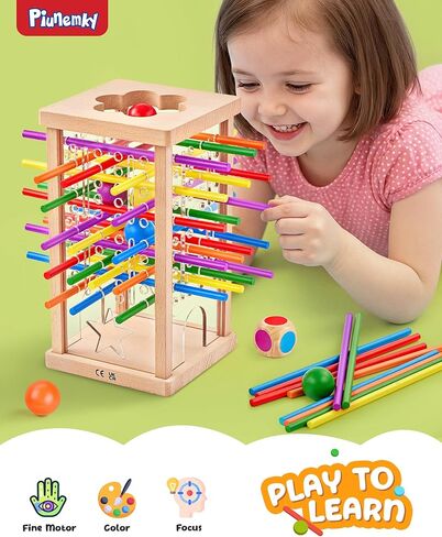 Montessori Wooden Board Game, 42 Colorful Sticks Board Games for Kids 4-6, Math Montessori Toys for 3 4 5 6 Year Olds Fine Motor Skills Toy Family Travel Games, Wooden Stick Game, Gift Boys Girls in Kuwait