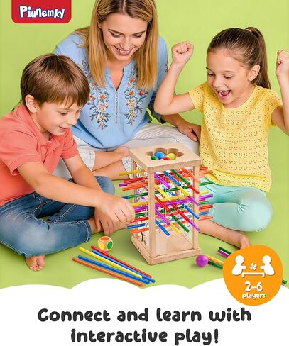 Montessori Wooden Board Game, 42 Colorful Sticks Board Games for Kids 4-6, Math Montessori Toys for 3 4 5 6 Year Olds Fine Motor Skills Toy Family Travel Games, Wooden Stick Game, Gift Boys Girls in Kuwait