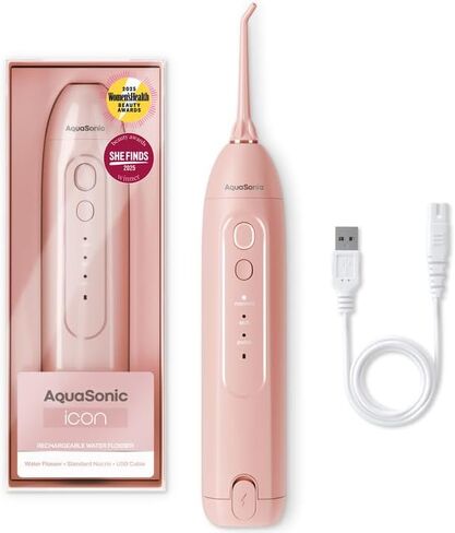AquaSonic Icon Water Flosser for Teeth – Cordless Rechargeable Oral Irrigator – Waterproof, Portable Dental Cleaning with Jet Tip – Braces Home Travel - Mint in Saudi Arabia