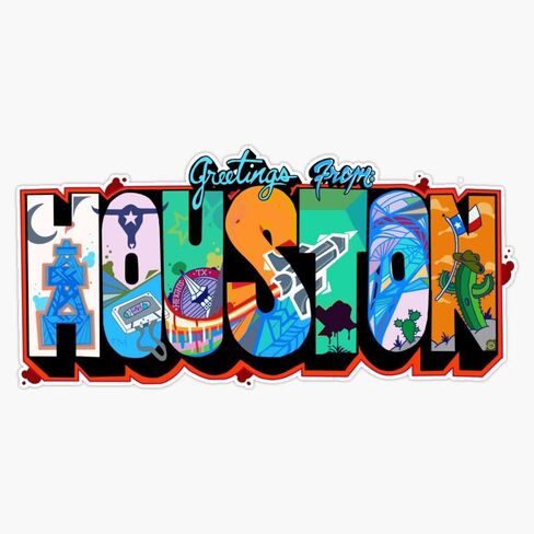Magnet Greetings from Houston Glossy Magnetic Bumper Sticker 5" in Saudi Arabia