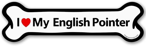 Magnet Me Up I Love My English Pointer Dog Car Magnet - 2x7 Inches, Bone-Shape Magnetic Decal for Lover Gift, for Cars, Truck, SUV & Fridge, Weatherproof, UV-Printed Full Color Vinyl Made in USA in Kuwait