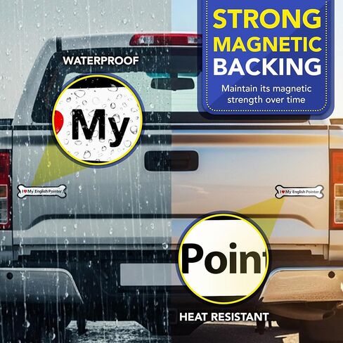 Magnet Me Up I Love My English Pointer Dog Car Magnet - 2x7 Inches, Bone-Shape Magnetic Decal for Lover Gift, for Cars, Truck, SUV & Fridge, Weatherproof, UV-Printed Full Color Vinyl Made in USA in Kuwait