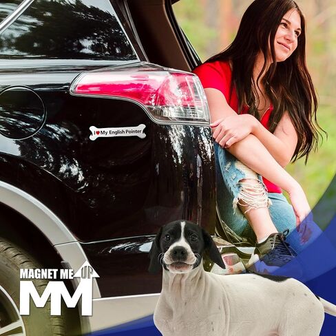 Magnet Me Up I Love My English Pointer Dog Car Magnet - 2x7 Inches, Bone-Shape Magnetic Decal for Lover Gift, for Cars, Truck, SUV & Fridge, Weatherproof, UV-Printed Full Color Vinyl Made in USA in Kuwait