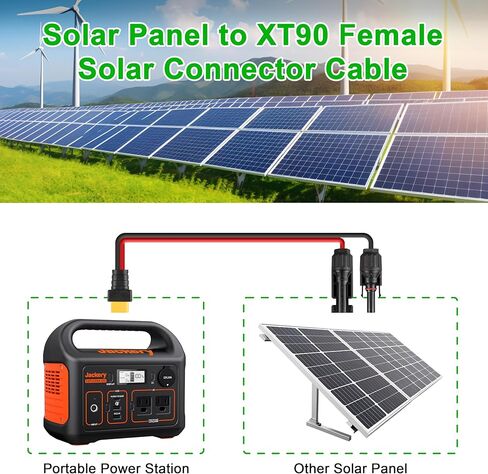 6FT 10AWG XT90 to MC4 Solar Cable, Solar Panel to XT90 Female Adapter Cord 600V 30A for Portable Power Station, RV, Camping, Battery Charging in Kuwait