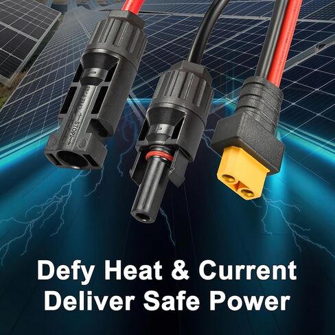 6FT 10AWG XT90 to MC4 Solar Cable, Solar Panel to XT90 Female Adapter Cord 600V 30A for Portable Power Station, RV, Camping, Battery Charging in Kuwait