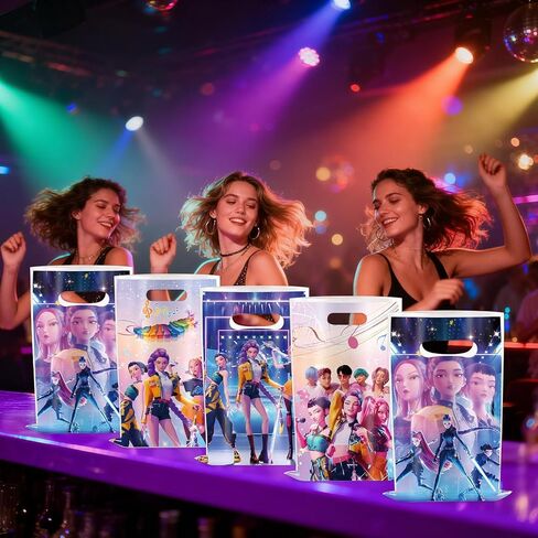 COFEMY 40Pcs Korean Idol Dem Movie Party Gift Bags, Plastic Gift Bags with Handles, Perfect for cartoon parties, ideal for kids, and great for family events, prizes, carnivals, and Christmas in Saudi Arabia