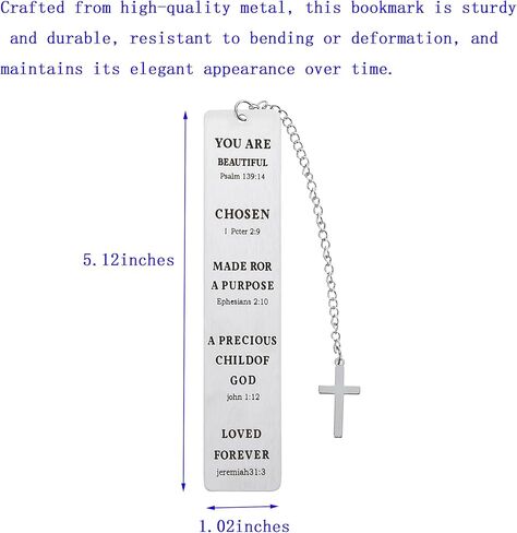 6PCS Metal Christian Bookmarks with Inspirational Bible Verses Stainless Steel Cross Pendant Tassel，Religious Gift Accessories for Church Readers Believers (Bible Verses) in Saudi Arabia