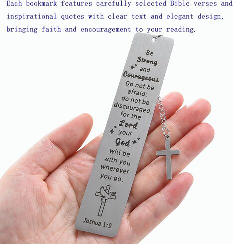 6PCS Metal Christian Bookmarks with Inspirational Bible Verses Stainless Steel Cross Pendant Tassel，Religious Gift Accessories for Church Readers Believers (Bible Verses) in Saudi Arabia