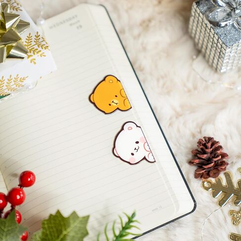 مجموعة من الإشارات المرجعية المغناطيسية من Milk and Mocha Peeking مكونة من 2 بضائع أصلية من Milk Mocha Bear لمحبي الكتب، علامات الصفحات، الطلاب، المعلمين، مشبك قلم التحديد، لطيف رائعتين، مستلزمات منزلية للمكتب والمدرسة in Kuwait