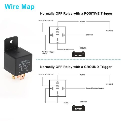 5 Pins 36V 80A Auto Relay with Plastic Hanging Hole Multi Purpose Waterproof Car Relay 2 Pcs Black in Kuwait