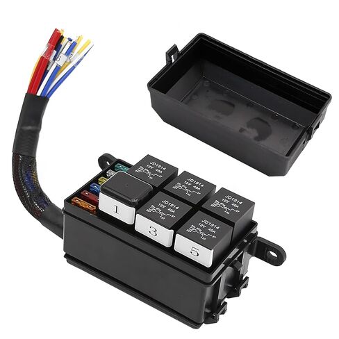 Saihisday 12V Relay Fuse Box with Pre-Wiring Improved Six-Way Fuse, Waterproof 6-Way Fuse Relay Box Replacement for Most Vehicles, Truck Trailer Camper Marine in Kuwait