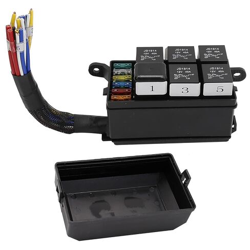 Saihisday 12V Relay Fuse Box with Pre-Wiring Improved Six-Way Fuse, Waterproof 6-Way Fuse Relay Box Replacement for Most Vehicles, Truck Trailer Camper Marine in Kuwait