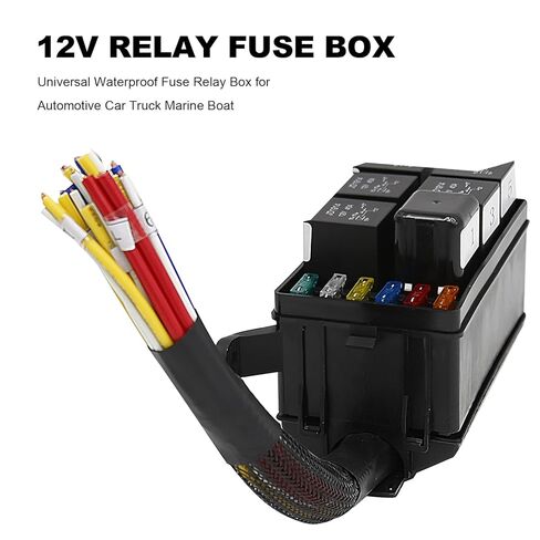 Saihisday 12V Relay Fuse Box with Pre-Wiring Improved Six-Way Fuse, Waterproof 6-Way Fuse Relay Box Replacement for Most Vehicles, Truck Trailer Camper Marine in Kuwait