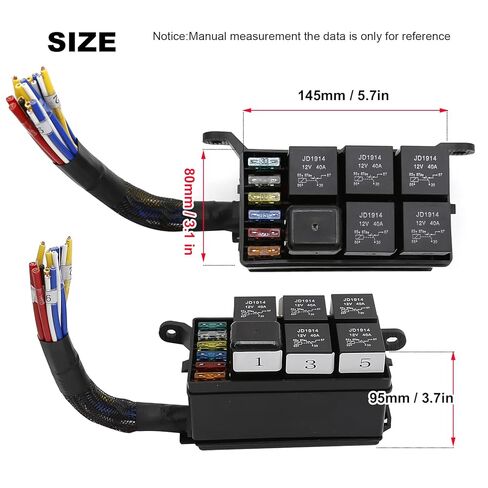 Saihisday 12V Relay Fuse Box with Pre-Wiring Improved Six-Way Fuse, Waterproof 6-Way Fuse Relay Box Replacement for Most Vehicles, Truck Trailer Camper Marine in Kuwait