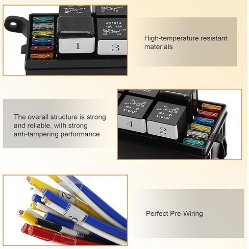Saihisday 12V Relay Fuse Box with Pre-Wiring Improved Six-Way Fuse, Waterproof 6-Way Fuse Relay Box Replacement for Most Vehicles, Truck Trailer Camper Marine in Kuwait
